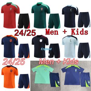 Englandes Tracksuits Jerseys 2024 2025 Brazils Franch Mens Kids Football Tracksuit Kits 24 25 Portugal Holanda Camisa Meninos Futebol Treinamento Jersey Kit Conjuntos Infantis