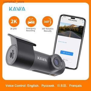 Araba DVR Kawa 2K Dashcam Arabalar için DVR Kamera Dash Cam Video Kaydedici Araç Ses Kontrolü 24 Saat Park Sensörleri WiFi Uygulama Monitörü Q231115