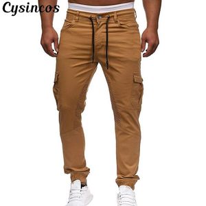 Men's Pants CYSINCOS 2023 Men Hip Hop Harem Joggers Male Trousers Mens Solid Multi-pocket Cargo Skinny Fit Sweatpants