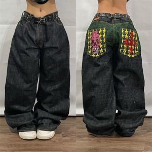 Kvinnor s byxor s y2k amerikansk high street hip hop skalle broderade jeans män s gotiska harajuku mode lös rak ben bred 231113