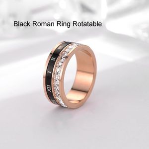 Good Lucky Black Roman Circle Rose Gold Ring med fyrkantig kubisk zirkon