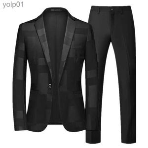 メンズジャケット新しい到着男性ビジネススーツ2ピースブラック /ブルー /ワインレッドファッションプロムパーティーブレザーとピュアカラーパンツサイズ6xl-SL231115