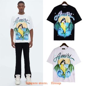 Designerski odzież moda Tshirt amires2023 Summer Nowy spersonalizowany druk krótkiego rękawu Extra duża koszulka Emil Mermaid Unisex