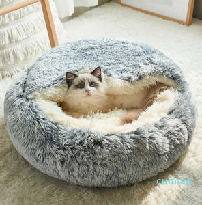 Cat Beds Pet Dog Round Plush Cats Warm Beds House Soft Sleeping Sofa Long Plushed for Small Medium Dogs Nest Cave Cushion Mats