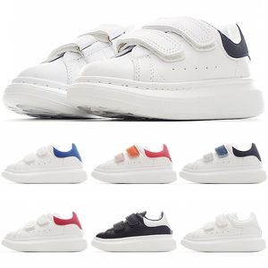 Selling Designer Kids Shoes White Red Black Dream Blue Single Strap Outsized Sneaker Rubber Sole Leather Lace Up Trainers Sports Footwear Children Shoe
