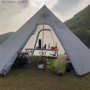 Tents and Shelters Enlarged Size Pyramid Tent With A Chimney Ho Height 220cm Ultralight Outdoor Camping Teepee Awnings Shelter Backpacking Tent Q231115