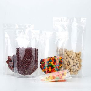 100 pçs/lote claro zip lock sacos de embalagem de plástico poli aperto selo saco de alimentos levante-se bolsas de armazenamento de alimentos com chá entalhe 12x195cm mteqw