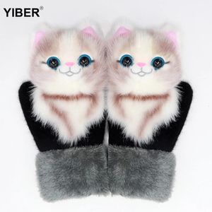 Fünf-Finger-Handschuhe, Winterhandschuhe, Mädchen, Weihnachtsgeschenke, Kinder, Erwachsene, Handschuhe, 5–15 Jahre, Winter, warm, für Kinder, plus Samt, verdickt, Cartoon-Outfit, 231115