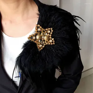 Broschen Handgemachte Boutonniere Corsage Schwarze Feder Diy Brosche Und Pin Für Damen Anzug Bankett Hochzeit Zubehör Großhandel