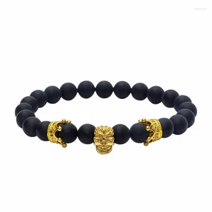 Charm Bracelets Fashion Women Men Bead Bracelet Stones Pharaoh Skull Double Crown Accessories Friendship Pulseras