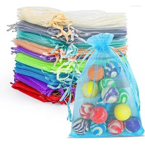 Jewelry Pouches 50Pcs Wedding Bags Small Gift Fabric Solid Color Drawstring Candy Mesh Storage For Accessory