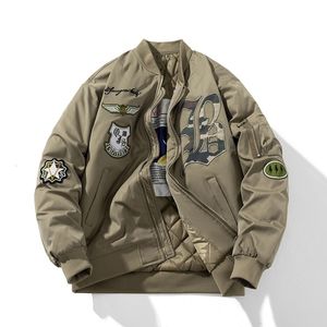 Men's Down Parkas Autumn Winter Pilot Jacket Men Women Badge Star Vintage Bomber Embroidery Fashion Hip Hop Windbreaker Coat Streetwear 231114