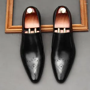 Kleid Schuhe Männer Italienische Wingtip Echtes Leder Oxford Spitzschuh Slip On Hochzeit Business Herren Schwarz Weinrot