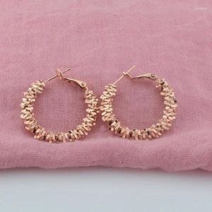 Orecchini a cerchio 2 stile FJ da donna da donna in oro rosa 585 tondo intrecciato