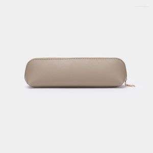 Simple Small Fresh Solid Color Pencil Case Large Capacity Retro Stationery For Men And Women