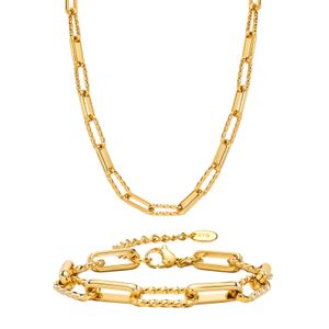 Браслет из нержавеющей стали, ожерелье, длинная цепочка со звеньями, золотая женская индивидуальная модная комплект ювелирных изделий для женщин и мужчин, ширина 7,5 мм, 18 дюймов
