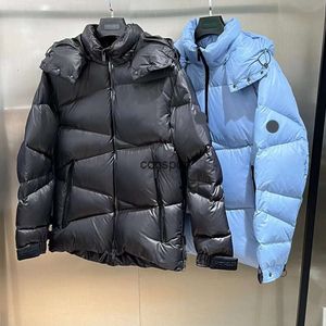 Designers mens vinter jacka ner kappa kvinnor svart emblem geometriska quiltade stående nacke huva puffer jacka par förtjockad varm bred puffer kappa topp