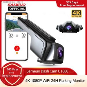 CAR DVRS SAMEUO DASH CAM 4K CAR DVR Video Recorder 2160p Auto WiFi Night Vision 24h Parkeringsläge Dashcam Front och bakre kamerainspelning Q231115