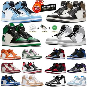 Jumpman 1 Basketball Shoes Mens 1S Rubber Hyper Royal Dark Mocha Chicago Leather Obsidian UNC White Lucky Blue Green Women Outdoor Sports Trainers Sneakers 36-47