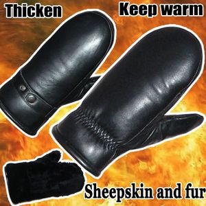 Five Fingers Gloves Leather Gloves Men's Sheepskin Mittens Wool Real Fur Gloves Winter Warm Outdoor Women's Sheepskin Fur one Thick Cold-proof Glove 231115