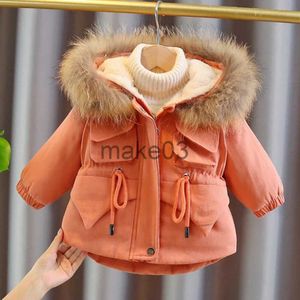 Płaszcz w dół płaszcz płaszcza zimowa bawełna bawełna 2023 Futra ciepłe zagęszczenie nastolatków ubranie dla dzieci w dużych rozmiarach J231115