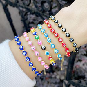 Beaded Voleaf Bohemia Enamel Evil Eye Beaded Bracelets For Women Genuine Gold Plated Copper Adjustable Boho Jewelry Vbr107 Drop Delive Dhijy