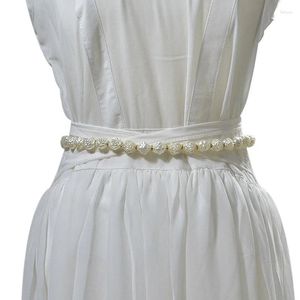 Bälten Elegant Tassel Chain Belt Faux Shell Pearls Metal Women's Dress with Slim Fashion Wedding Party Midje dekoration Sash