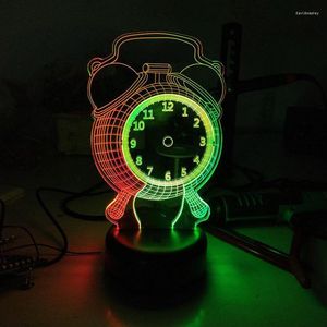 Table Lamps Alarm Clock 3d Visual Gift Lamp Creative Seven Color Touch Charging Led Stereo Colorful Bedside Birthday