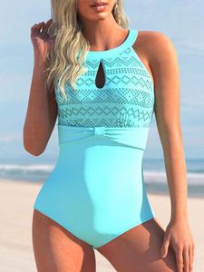 Kvinnors badkläder Summer Fashion Women Beach One Piece Swimsuit 2023 Lady Mesh Back Hollow Spa Plus Size Female Bikini