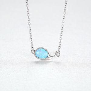 أزياء كورية جديدة Opal Little Whale S925 Silver Prendant Necklace Jewelry Charm Women Wamer Zirconia Necklace for Women Wedding Party Valentines Gift SPC