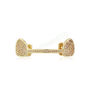 Grillz de dentes de zircão Iced Out Bling para unissex zircão cúbico de dentes pavimentados Caps Top Grillz Hip Hop Jóias