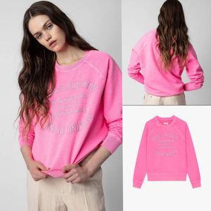 Nuovo pullover con cappuccio Zadig Voltaire Designer donna Felpa casual quotidiana Semplice stile classico Moda Stampa in cotone Lettera Girocollo Felpa con cappuccio Maglione Marea Top