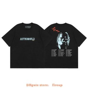 Designer modekläder herr tees tshirt travi scotts cactus jack astroworld porträtt tress natt kring kort ärm t-shirt