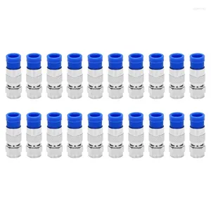 Rg6 F Type Connector Coax Coaxial Compression Fitting 20 Pack (Blue)