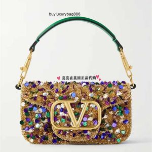 Borsa a mano di lusso Vbrand da donna con paillettes 100% moda Borsa a tracolla in pelle con paillettes colorata Radiant Glitter Champagne Gold Luxury Ladylike Style YLP