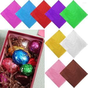 Gift Wrap 100pcs Golden Color Aluminum Foil Candy Chocolate Biscuits Tin Wrapping Paper DIY Metal Embossing Craft Packaging