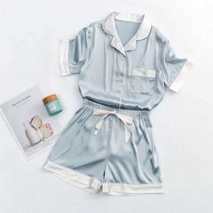 Women's Sleep Lounge Silk Pajamas Women's Summer Short-sleeved Shorts Suits Thin Korean Girl Temperament Breathable Ice Silk Women's Luxury Home Wear zln231115