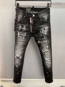 2022 neue Männer Loch Hellblau Dunkelgrau Italien Marke Mann Lange Streetwear Denim Skinny Slim Gerade Biker Jean für D2 Top Qualität Größe 28-38 9856