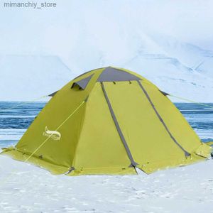 Палатки и укрытия Палатка для кемпинга в пустыне со снежной юбкой Зимний тип 2-местные теплые палатки для пеших прогулок и путешествий 4 сезона Палатка с рюкзаком на открытом воздухе Q231117