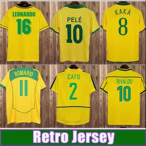 1998 Dunga Brazils Retro Mens Soccer Jerseys 1994 Romario Pele Ronaldinho Rivaldo Careca Leonardo R. Carlos Fabiano D. Alvesホームアウェイサッカーシャツ
