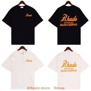 Designer modekläder herr tees tshirt rhude high street br logo brev tryck vår/sommar ny casual par bomull kort hylsa t-shirt