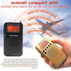 フリーシッピング航空機フルバンドラジオポータブルFM AM SWラジオVHF CB 30-223 MHz 25-28 MHz Air 118-138 MHz付きデュアル目覚まし時計antfg