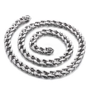 Mens Cuban Curb Link Chain Necklace Stainless Steel Vintage Silver Jewelry For Male Boy XMAS Gifts for Father Husband 11mm 28inc 143g Weight