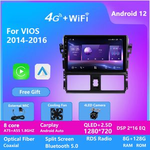 Android Araba Multimedya Video Oyuncusu 2 Toyota Vios için Din 2014-2016 GPS Navigasyon Stereo Kafa Ünitesi 128G