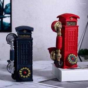 Decorative Figurines Resin Retro Nostalgia Phone Booth Piggy Bank Home Decoration Accessories Cafe Clothing Shop Display Props