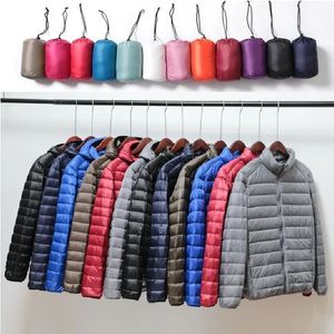 Parkas masculinas outono e inverno leve jaqueta masculina gola vertical com capuz curto tamanho grande ultrafino leve jovem e de meia-idade 231115