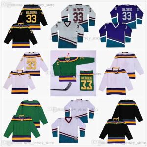 Anaheim''Ducks''Movie Ducks Hockey 33 Goldberg Jersey Slap Все прошитые Зеленый Белый Черный Цвет Дышащая Спортивная распродажа Высокое качество