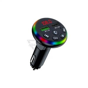 Auto F13 BT 5.0 Trasmettitore FM Caricatore per auto doppio USB Chiamate in vivavoce 7 colori Retroilluminato a LED Radio wireless Lettore MP3 Adattatore per auto