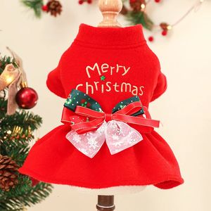 Dog Apparel Dog Christmas Dress Pet Red Skirt Dog Santa Suit Dog Warm Hoodies Puppy Cat Holiday Festival Dog Costume 231114