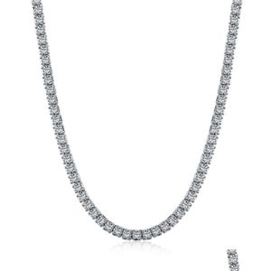 Tennis, Graduated 100% 925 Sterling Sier Tennis Chains Necklaces With Stamped 2Mm Luxury Cubic Zirconia Classic Bling Iced Out Hip Hop Dh7Xh